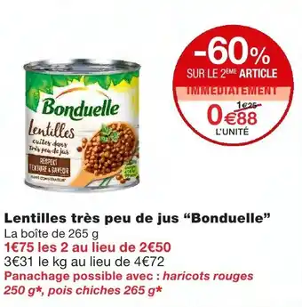 Monoprix Lentilles très peu de jus Bonduelle offre