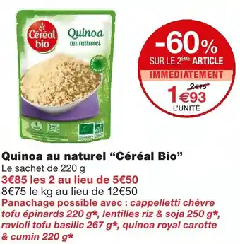 Monoprix Quinoa au naturel Céréal Bio offre