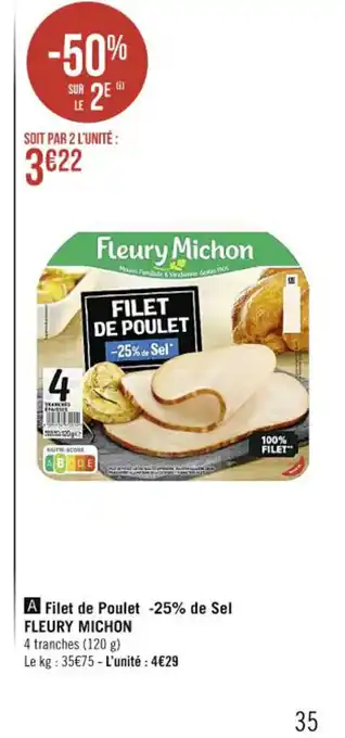 Casino Supermarchés Filet de Poulet 25% de Sel Fleury Michon offre