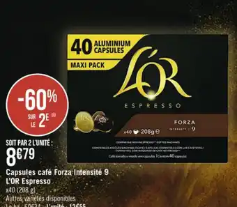 Casino Supermarchés Capsules café Forza Intensité 9 l'Or Espresso offre