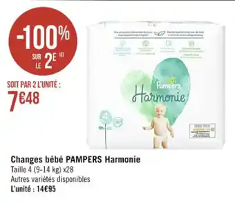 Casino Supermarchés Changes bébé Pampers Harmonie offre