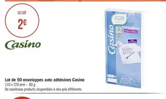 Casino Supermarchés Lot De 50 Envelopes Auto Adhesives Casino offre
