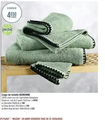 Casino Supermarchés Linge De Toilette BERKINNE offre