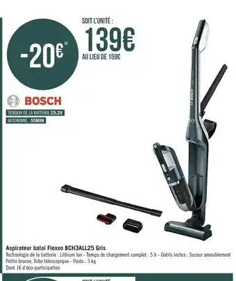 Aspirateur Balai Flexxo BCH3ALL25 Gris