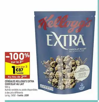 Leader Price Céréales kellogg's extra chocolat au lait offre