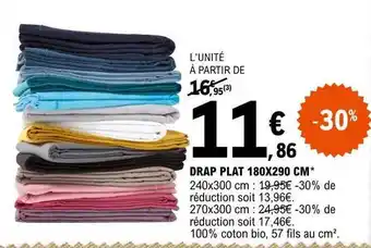 E.Leclerc Drap plat 180 x 290 cm offre