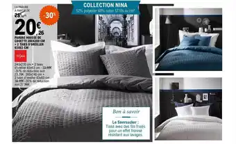 E.Leclerc Parure housse de couette 200 x 200 cm + 2 taies d'oreillers 63 x 63 cm tissaia offre