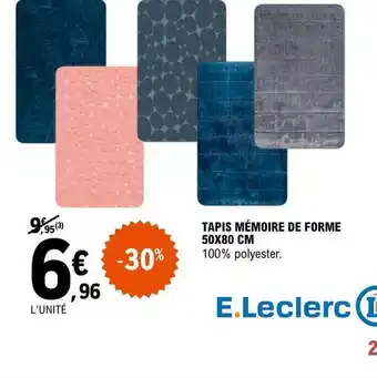 E.Leclerc Tapis mémoire de forme 50 x 80 cm offre