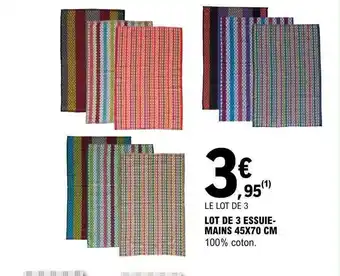 E.Leclerc Lot de 3 essuie-mains 45 x 70 cm offre