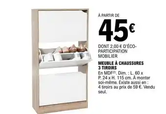 E.Leclerc Meuble à chaussures 3 tiroirs offre