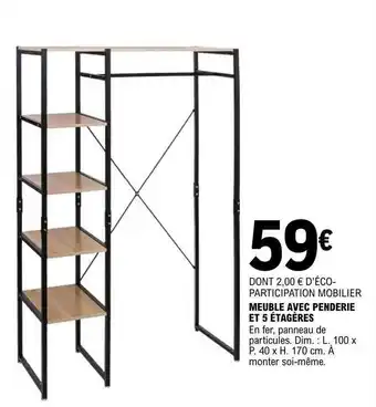 Meuble avec penderie et 5 étagères