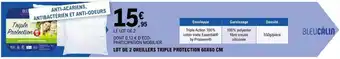 E.Leclerc Lot de 2 oreillers triple protection 60 x 60 cm bleucâlin offre