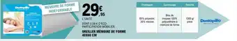 E.Leclerc Oreiller mémoire de forme 40 x 60 cm dunlopillo offre