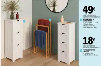 E.Leclerc Meuble salle de bain 3 tiroirs, porte serviettes 3 barres offre