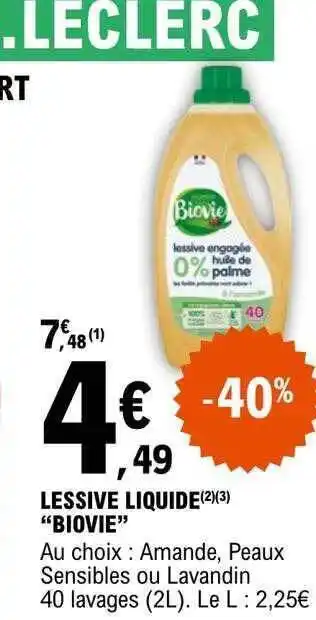 E.Leclerc Lessive liquide biovie offre