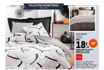 E.Leclerc Parure housse de couette 200 x 200 cm + 2 taies d'oreiller 63 x 63 cm tissaia offre