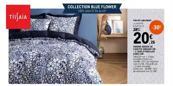 E.Leclerc Parure housse de couette + 2 taies d'oreiller tissaia collection blue flower offre