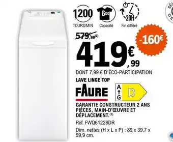 E.Leclerc Lave linge top faure offre