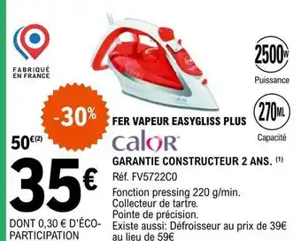 E.Leclerc Fer vapeur easygliss plus calor offre