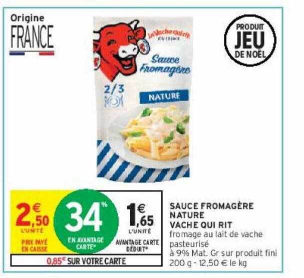 Promo Sauce fromagère nature vache qui rit chez Intermarché Contact