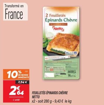 Netto Feuilletés épinards chèvre netto offre