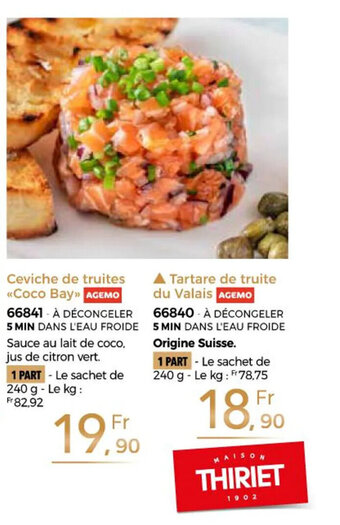 Thiriet Ceviche de truites coco bay offre