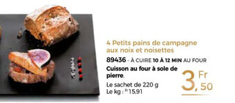 Thiriet 4 petits pains de campagne aux noix et noisettes offre