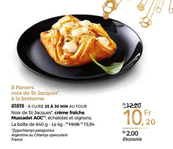 Thiriet 8 paniers noix de st-jacques à la bretonne offre