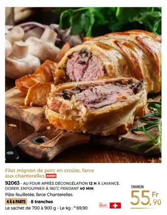 Thiriet Filet mignon de porc en croûte, farce aux chanterelles offre