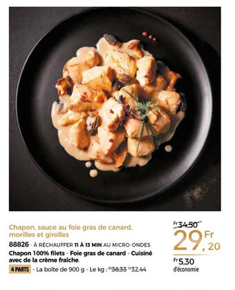 Thiriet Chapon sauce au foie gras de canard, morilles et girolles offre