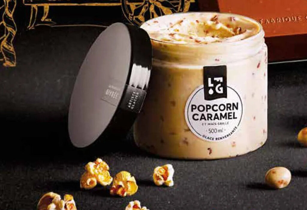 Promo Pot 500 ml crème glacée popcorn / caramel et mais grillé chez