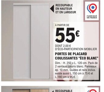 Portes de Placard Coulissantes eco Blanc