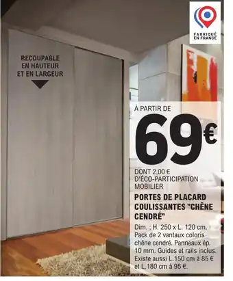 E.Leclerc Brico Portes de Placard Coulissantes Chêne cendré offre