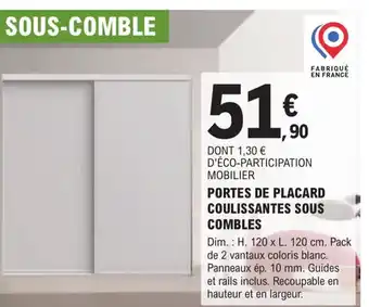 E.Leclerc Brico Portes de Placard Coulissantes Sous Combles offre