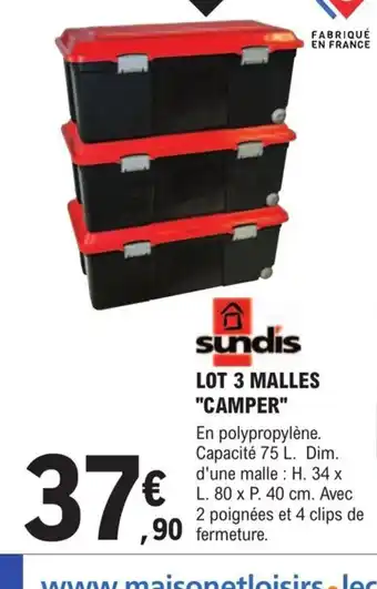 E.Leclerc Brico Lot 3 Malles Camper offre