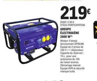 E.Leclerc Brico Groupe électrogène 2800w offre