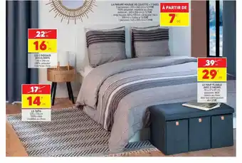 Stokomani Les 2 rideaux occultants, le tapis, la parure housse de couette + 2 taies, la pouf pliable avec 3 tiroirs offre