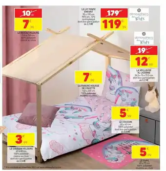 Stokomani Le rideau velours, le coussin velours, la parure housse de couette, le coussin, le tapis, la veilleuse xl licorne, le lit ten offre