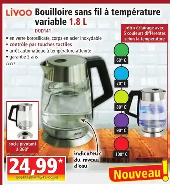 Norma Bouilloire Sans Fil a température Variable offre