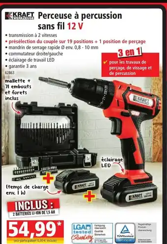 Norma Perceuse a percussion Sans Fil 12v offre