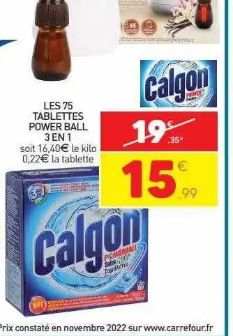 Stokomani Les 75 tablettes powerball 3 en 1 calgon offre