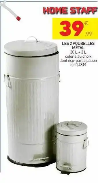 Stokomani Les 2 poubelles métal home staff offre