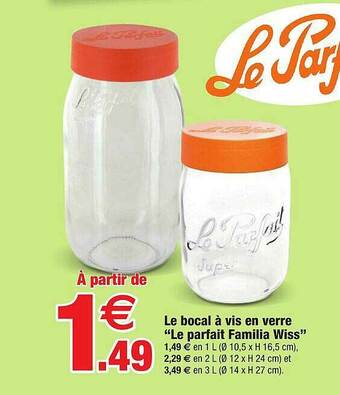 Bazarland Le Bocal à Vis En Verre offre