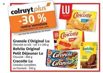 Colruyt Granola L'original Lu, Belvita Original Petit Déjeuner Lu, Cracotte Lu offre