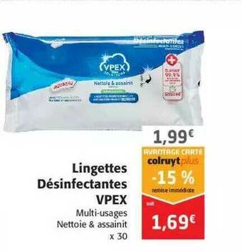 Colruyt Lingettes Désinfectantes Vpex offre