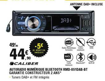 E.Leclerc L'Auto Autoradio Numérique Bluetooth Rmd-051dab-bt Caliber offre