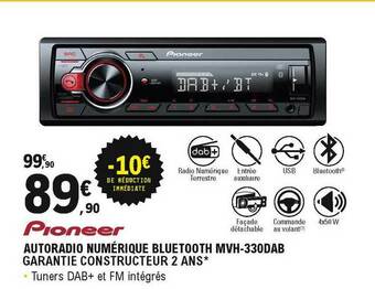 E.Leclerc L'Auto Pioneer Autoradio Numérique Bluetooth Mvh-330dab offre
