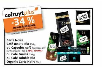 Colruyt Carte Noire Café Moulu Bio Ou Capsules Café Ou Café Grains Ou Café Soluble Bio Organic Carte Noire offre