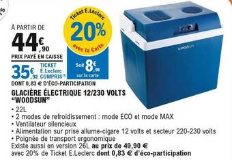 E.Leclerc L'Auto Glacière électrique 12 230 Volts offre