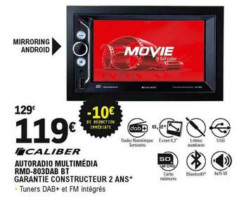 E.Leclerc L'Auto Caliber Autoradio Multimédia Rmd-803dab Bt offre